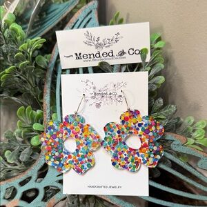Handcrafted Multicolor Confetti Flower Acrylic Earrings